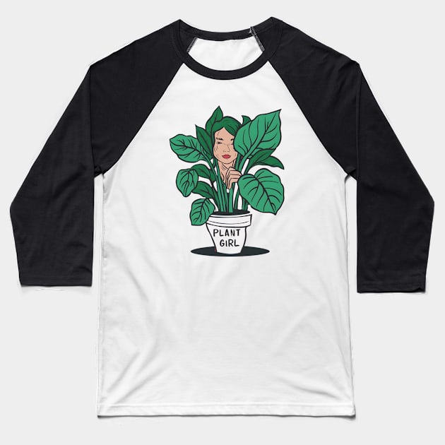 Plant Girl Baseball T-Shirt by Noshiyn